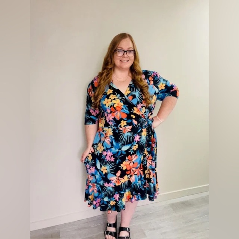 Kiyonna Flirty Flounce Wrap Dress - Size 28